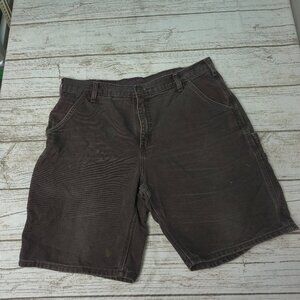 Carhartt Brown Duck Canvas Work Shorts Thrashed Men Size 36